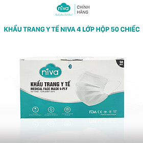 Khẩu Trang Y Tế 4 Lớp Niva Hộp 50 Cái Kháng Khuẩn, Ngăn Khói Bụi, Vi Khuẩn Hàng Chính Hãng Cao Cấp