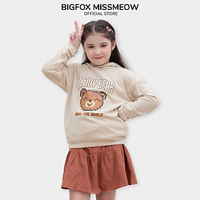 Áo nỉ cho bé gái BIGFOX MISS MEOW size đại mùa thu đông có mũ giữ ấm in Gấu kiểu Hàn cỡ trẻ em 7-15 tuổi 30kg 45kg 1975