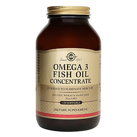 NHẬP KHẨU USA CHÍNH HÃNG - Viên uống dầu cá bổ sung omega 3, hỗ trợ giảm xơ vữa động mạch, tốt cho tim mạch, cải thiện trí nhớ Solgar Dầu cá Fish Oil Omega-3 Concentrate 120 