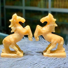 Cặp ngựa đá ngọc hoàng long 12cm