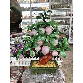 Mua Cây Đào phong thủy đá thạch anh hồng 18 quả - Cao 50 cm
