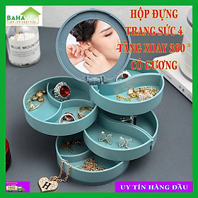 HỘP ĐỰNG TRANG SỨC 4 TẦNG XOAY 360 ° CÓ GƯƠNG 