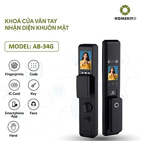 Mua Khoá cửa vân tay điện tử thông minh nhận diện khuôn mặt HOMEKIT AB-34G push-pull 8 tính năng kết nối app Usmart Go