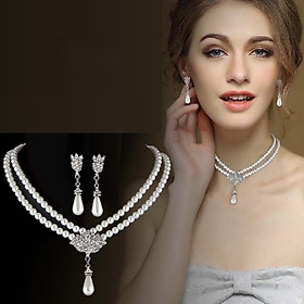 Bộ trang sức nữ thời trang cao cấp gồm dây chuyền nữ và bông tai ( tặng kèm vòng tay chuỗi hạt 10 ly)