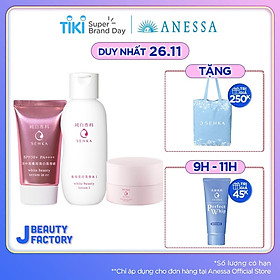 Bộ sản phẩm Senka đánh thức làn da trắng hồng (CC Serum Senka 40g + Senka White Beauty Lotion I 200ml + Senka White Beauty Glow Gel Cream 50g)