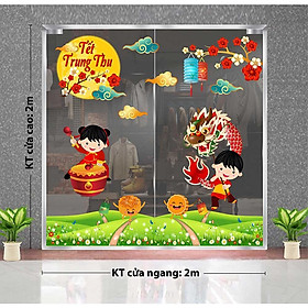 Decal trang trí trung thu 2021 bé vui múa rồng