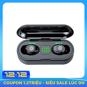 Tai Nghe Bluetooth True Wireless AMOI F9 5.0 Cảm Ứng Vân Tay, Nâng Cấp Dock Sạc có Led Báo Pin Kép - Hàng Nhập Khẩu