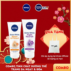 Combo Tinh chất dưỡng thể trắng da NIVEA ngày 180ml & đêm 200ml (88314+89122)