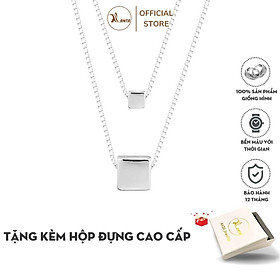 Dây chuyền bạc thiết kế mặt hình vuông sáng đẹp kết hợp dây kép  ANTA Jewelry - ATJ9002