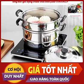 Nồi Hấp 3 Tầng Inox Hàng Đẹp,Bộ Kệ 06 Hủ Đựng Gia Vị Thủy tinh nắp inox, Lọ Gia Vị Cao Cấp