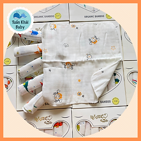 Khăn sữa Sợi Tre Cao Cấp Kachoo Baby in hình - Hộp 6 cái 4 Lớp