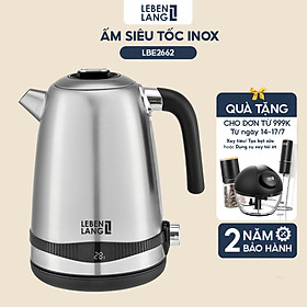 Ấm siêu tốc LEBENLANG 1.8 lít bằng inox 304 có LED hiện nhiệt độ, LBE2662 - hàng chính hãng