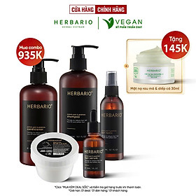 Bộ 5 Chăm Sóc Tóc Vỏ bưởi & Bồ kết Herbario: Dầu gội 300ml + Dầu xả 300ml + Xịt dưỡng 100ml + Serum 30ml + Kem ủ tóc 200ml