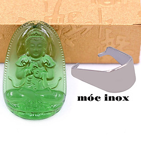 Mặt dây chuyền Phật Đại nhật như lai Pha Lê xanh lá - Hộ mệnh người tuổi Mùi, Thân - Đá Phong thủy Bình an, May mắn - Tặng kèm móc inox