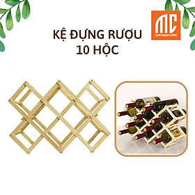 Mua 40401 | Kệ đựng rượu vang bằng gỗ xếp gọn 10 hộc trưng bày phòng khách  phòng tiệc shop Mạnh Cường