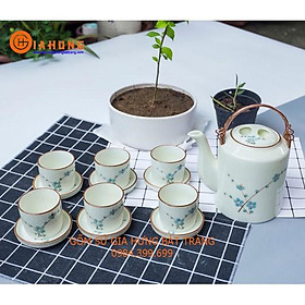 Mua Bộ ấm tích men kem vẽ hoa đào gốm Gia Hưng Bát Tràng
