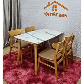 Bộ Bàn Ăn 4 Ghế Vân Đá Trắng