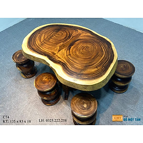 Mua Bàn Cafe Gỗ Me Tây  Bàn Sân Vườn Gỗ Me Tây  Bàn Gỗ Me Tây Nguyên Tấm Dài 1 35m Rộng 83cm Dày 10cm