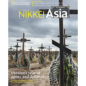 Ảnh bìa Tạp chí Tiếng Anh - Nikkei Asia 2023: kỳ 9: UKRAINE'S YEAR OF AGONY AND DEFINANCE