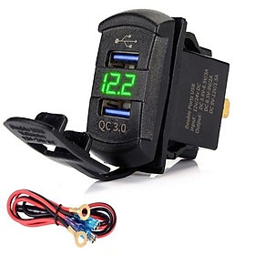 Quick Charge 3.0 Dual USB Rocker Switch QC 3.0 Bộ sạc nhanh Voltmeter cho thuyền xe tải xe máy xe máy máy tính bảng thông minh