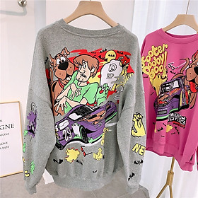 Áo Sweater nữ dáng rộng tay phồng, vải nỉ cao cấp | Áo chui đầu | Áo thun | kiểu đáng basic, trẻ trung năng động | hoạ tiết hoạt hình Scooby doo | Áo có size M, L | SP64
