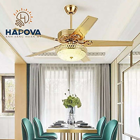 Mua Quạt trần đèn  quạt có đèn trang trí phòng khách 5 cánh sắt HAPOVA MOGA 8070 + Tặng kèm khiển hàng chính hãng