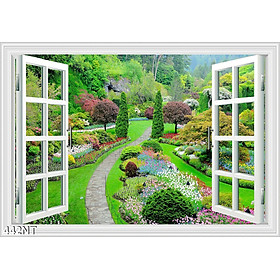TRANH DÁN TƯỜNG 3D CỬA SỔ PHONG CẢNH ĐẸP 442NT - TRANH DÁN TƯỜNG HÌNH Ô CỬA SỔ NHÌN RA PHONG CẢNH