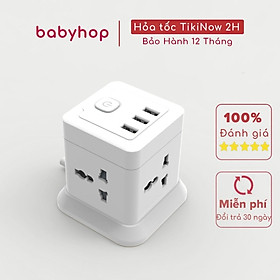 Ổ Cắm Điện Đa Năng CubeZ  Sử dụng Cắm nồi chiên không dầu, nồi lẩu mini, lẩu điện an toàn 3 Cổng USB/Type C - 4 Ổ Điện chịu tải 2500W  
