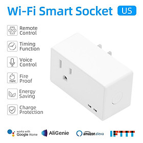 Tuya Mini Smart WiFi Socket US Remote Control by Smart Phone from Anywhere Timing Function, Voice Control for Amazon