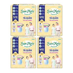 Combo 4 Gói Tã Quần Người Lớn SunMate Siêu Khô Thoáng size M8, L7