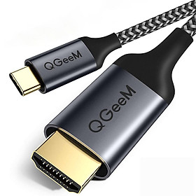 Cáp chuyển đổi Type C sang HDMI QGeeM dài 1.2m 4K@60Hz (tương thích cổng Thunderbolt 3) cho iPad Pro,MacBook Pro 2018 iMac, Pixel,Galaxy S9 Note9 S8 Surface Book HDMI Type C-Hàng Chính Hãng