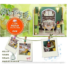 Bộ lắp ghép phòng khách nhà búp bê màu xanh cốm cực lạ