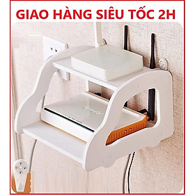 Kệ 2 tầng đựng Wifi, đầu kỹ thuật số... mô phòng hình dáng xe ô tô treo tường nhỏ gọn, chất liệu nhụa pvc siêu nhẹ, siêu bền