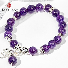 Vòng tay đá thiên nhiên phối charm cỏ 4 lá - Ngọc Quý Gemstones