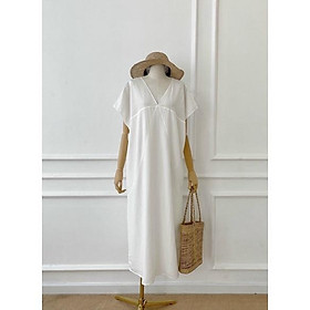 CHEN Đầm maxi form rộng dáng dài Ellie tay cánh dơi cổ v basic, váy đầm xinh nhà Chen
