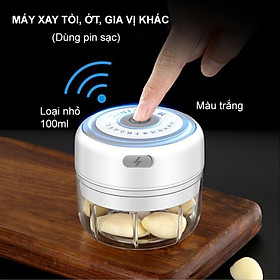 Máy xay tỏi, ớt, thịt, cá hay các đồ ăn dặm cho bé, sử dụng pin sạc gắn bên trong MXM100, loại nhỏ