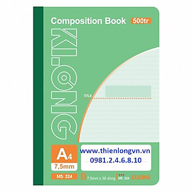 Sổ may dán gáy A4 - 500 trang; Klong 324 xanh