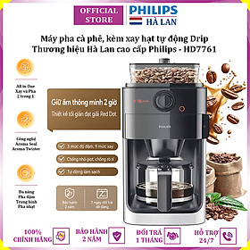 Máy pha cà phê kèm xay hạt tự động thương hiệu Hà Lan cao cấp Philips HD7761/00 - Hàng Nhập Khẩu