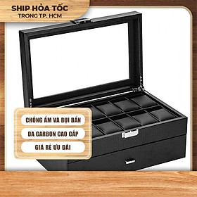Hộp đựng đồng hồ 24 cái 2 tầng da carbon cao cấp 0172