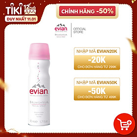 Xịt khoáng cấp ẩm và làm dịu da Evian Brumisateur 50ml