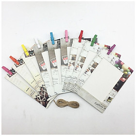 Bộ 9 khung hình giấy họa tiết bong bóng kèm kẹp gỗ