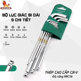 Bộ 9 lục giác đầu bằng, lục giác đầu bi dài đa năng WYNN'S 1.5-10mm, bộ lục giác thép CR-V siêu cứng sửa chữa mở ốc vít