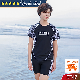 Đồ bơi size đại cho bé trai, áo tắm big size cho trẻ em trai lớn đến 63kg, mẫu cao cấp chất thun bơi Lycra đẹp dày dặn, phom chuẩn dáng khỏe thể thao | BT47