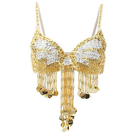 Womens Sparkling Sequins Tassels Bra Top Raves Belly Dance Holiday Indian Dancer Costume Club Wear