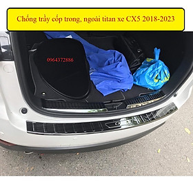 Ốp chống trầy cốp trong, ngoài xe Mazda CX5 2018-2023 - titan cao cấp sáng bóng