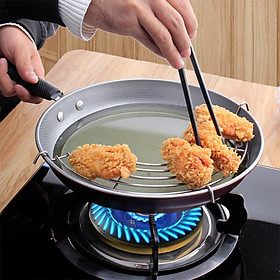 Mua Vỉ gác chảo chiên rán dầu mỡ loại dày bằng inox cỡ 24 -26-28-30cm có 3 chân gác vững chắc làm khô ráo đồ ăn