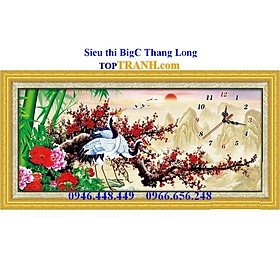 Mua tranh thêu chữ thập đồng hồ hoa đào đỏ có mẫu đơn và trúc A1171 chưa thêu