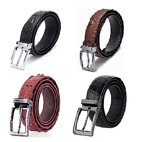 HJ4219-4220-4739-4740 - Thắt lưng nam da cá sấu Huy Hoàng nguyên con 3,5P đầu kim màu đen, nâu đất, nâu đỏ, vàng