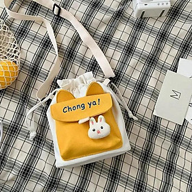 Túi đeo chéo    Túi vải mini tai thỏ siêu dễ thương thiết kế Hàn Quốc TV05