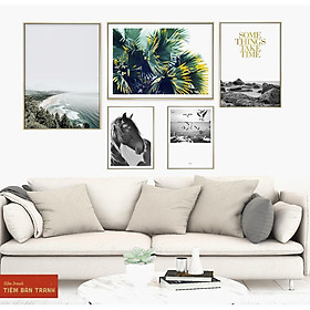 Tranh treo tường - Bộ 5 tranh canvas Bắc Âu hiện đại 25 , tranh canvas giá rẻ